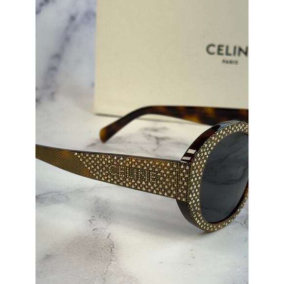 NEW Celine CL4240IS Brown Crystal Embellished Sunglasses $1050 - Picture 13 of 14
